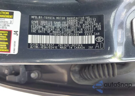 2013 Toyota Corolla S from USA, damaged, VIN 2T1BU4EE4DC955484